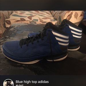 Blue adidas  high top men’s shoes size 10 1/2